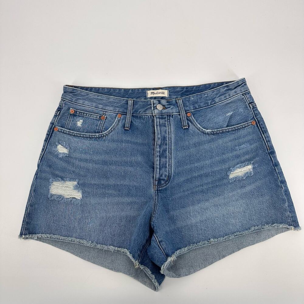 Madewell Distressed Raw Hem Jean Short Women's 14W Plus Blue Light Wash 4 Button
